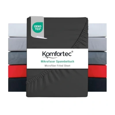 Image of Komfortec Brushed Microfibre Fitted Sheet 160 x 200 cm Anthracite