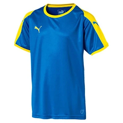 Image of PUMA Kid&#039;S Liga Jersey Jr T Shirt, Electric Blue Lemonade/Yellow, Size 140