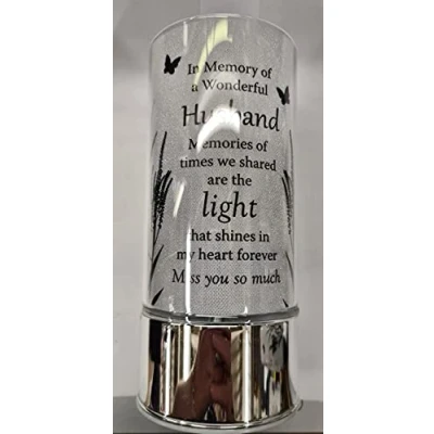 Image of Bathtime Bakery Husband Thoughts of you memorial tube light 20cm glass 3AA Batteries NOT INCLUDED