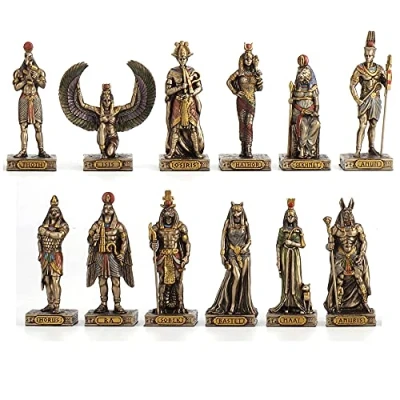 Image of Veronese Design Egyptian Gods Resin Figurines Hand Painted Bronzed Statue