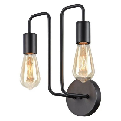 Image of Gilbert Wall Lamp Black, 2 Light, E27