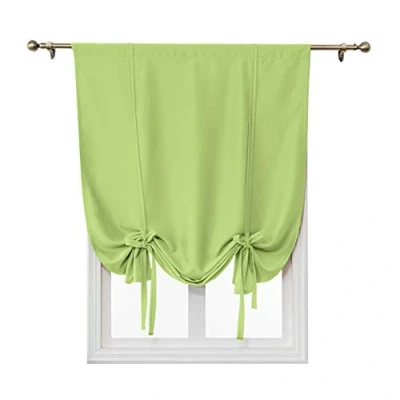 Image of ele ELEOPTION Tie Up Simple Blackout Curtain, Rod Pocket Thermal Insulated Room Darkening Roman Shade for Bedroom Living Kitchen Small Window (Green, 120x120cm)