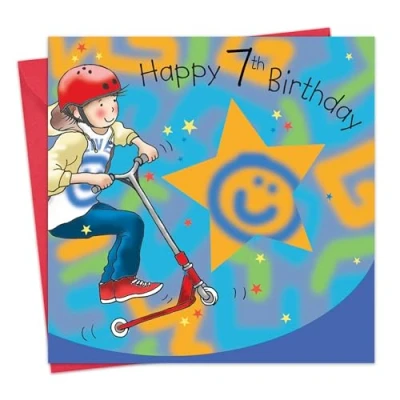 Image of Twizler 7th Birthday Card For Boy with Scooter Age 7 Boys Gifts Childrens Happy