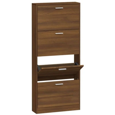 Image of vidaXL Shoe Cabinet Brown Oak 59x17x150 cm Engineered Wood