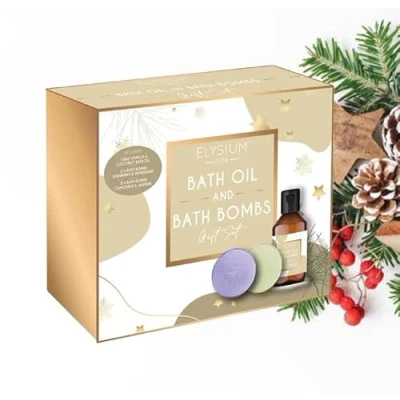 Image of Bath Oil &amp; Bomb Gift Set Vanilla Coconut Chamomile Jasmin Scent Elysium Spa