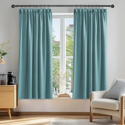 Image of Deconovo Solid Curtains Thermal Insulated Tape Top Blackout for Girls Room 66 x 54 Sky Blue Two Panels
