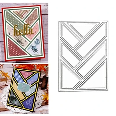 Image of Rectangle Grid Frame Metal Die Cuts,Rectangular Background Stencils DIY Crafts Cards Cutting Dies Cuts for Embossing Card Making Photo Decorative Paper Scrapbooking