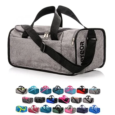 Image of Sports Bag Gym Holdall Men Women Duffel Shoulder Fitness Swimming Pool Travel Holiday Strap Cabin Luggage Weekender Overnight Camping Small 20L Large 40L (Grey Melange/Black, 20 L)