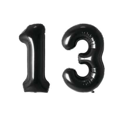 Image of Black Number 13 Large Helium Foil Balloon Birthday Party Wedding Anniversary Decoration 101cm