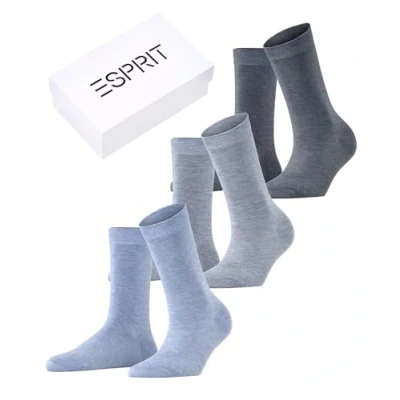 Image of ESPRIT Women&#039;s Solid Mix 3 Pack W SO Cotton Lyocell Plain Pairs Socks, Multicolor (Sortiment 0010), 5.5 8