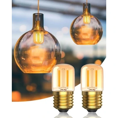 Image of Aurahome LED E27 Edison Screw Bulb 2W, Amber Vintage 15W/20W Equivalent, Low Watt Light Bulbs for Night Light, Decorative Pendant Warm White 2700K, Non Dimmable, 2 Pack