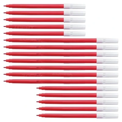 Image of iSketchO Felt Tip Colouring Pens, RED, Pack of 24, Fibre Ideal for Write Draw Sketch Mark Safe Non Toxic, School Office Home Use, iZOFAX