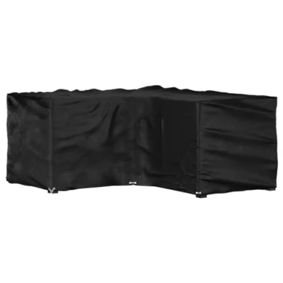 Image of vidaXL L Shaped Garden Furniture Cover in Black 185x185x90cm, Polyethylene Material with 12 Eyelets Water &amp; UV Resistant Protective for Outdoor Patio