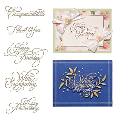Image of Briartw 5pcs/Set Word Hot Foil Plate Happy Birthday Thank You Congratulations with Sympathy Anniversary for DIY Scrapbooking Embossing Cards Crafts