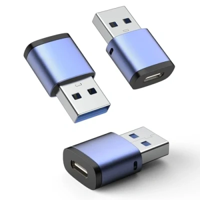 Image of MoKo USB to C Adapter 3 Pack, 5Gbps Type Female 3.0 Male Charger Connector Compatible with iPhone 16 15 14 13, Apple Watch 10 9 8 7, AirPods 4, CarPlay, Galaxy S24 S23