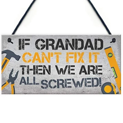 Image of RED OCEAN Grandad Fix It Man Cave Sign Garage Shed Door Wall Plaque Birthday Xmas Gifts For