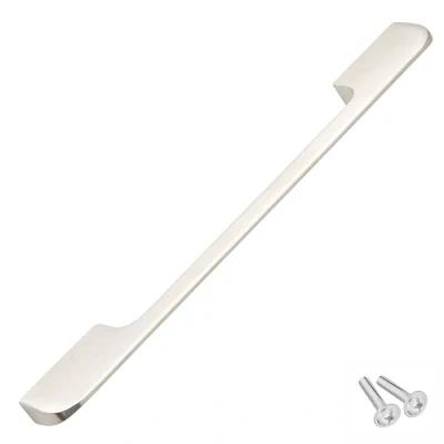 Image of Decoranddecor Slimline Polished Brushed Chrome Kitchen Bathroom Bedroom Cabinet Door Drawer Furniture Handles (224mm or 256mm Hole Center, Chrome)