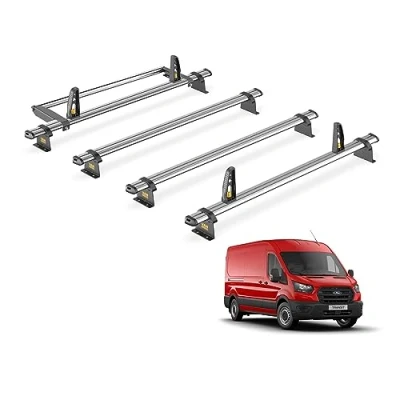 Image of Van Guard Trade Roof Rack for Ford Transit MK8 (2014+) 4 Steel Bars, Loadstops &amp; Rear Ladder Roller [Only Suitable Long Wheelbase, High (L3H2) Models] UltiBar SB310 4/VGR 06