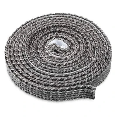 Image of Navaris Stove Door Seal Tape 2m Long x 15mm Wide Flat Self Adhesive Rope for Stoves, Smoker, Fireplace, Log Burner, Glass Heat Fire Resistant