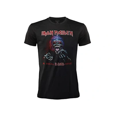 Image of T Shirt Iron Maiden Live After Death. Official Rock Black. Band Heavy Metal. Cotton. Unisex. Adult Boy. (XL), Black