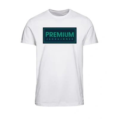 Image of JACK &amp; JONES Men&#039;s Jprblusule Tee SS Crew Neck Bmu23 T Shirt, White, S
