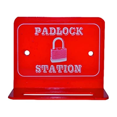 Image of Centurion LOK143 Lockout 6 Padlock Station, Powder Coated Steel, H72 x W126 D31mm, Red Mini Lock, Nylon/A, One Size