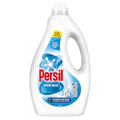 Image of Persil Non Bio Laundry Washing Liquid Detergent outstanding stain removal in quick &amp; cold washes tough on stains, gentle next to sensitive skin 62 (1.674 L)