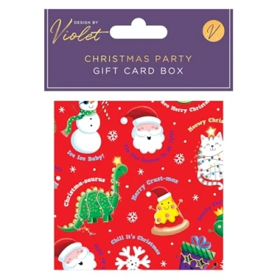 Image of Design by Violet Christmas Party Gift Card Box 10cm x Money Wallet Cards &amp; Envelopes for Cash Gifts Xmas Voucher Wallets