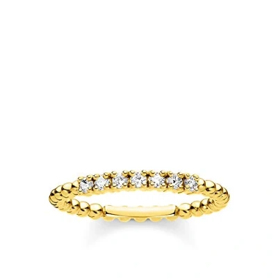 Image of THOMAS SABO ring balls with white stones gold plated silver TR2323 414 14 48