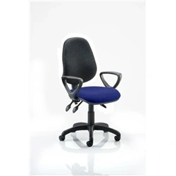 Image of Eclipse Plus III Lever Task Operator Chair Black Back Bespoke Seat with Loop Arms In Stevia Blue