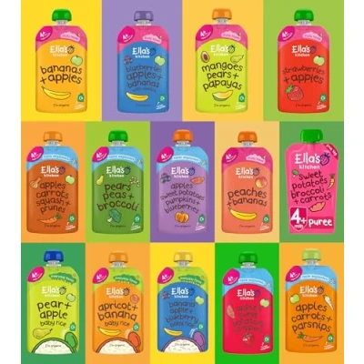 Image of Ella&#039;s Kitchen Stage 1 Mixed Case Selections Organic Baby Food From 4+ Months (14x120g)