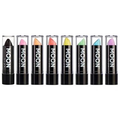 Image of Neon UV Lipstick by Moon Glow Pastel set of 8 colours Bright Coloured Glows under