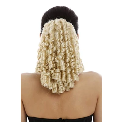 Image of WIG ME UP N900A+2 V 613 Ponytail Hairpiece Extensions elaborate baroque ringlets corkscrew curls voluminous bright platinum blond 12inch