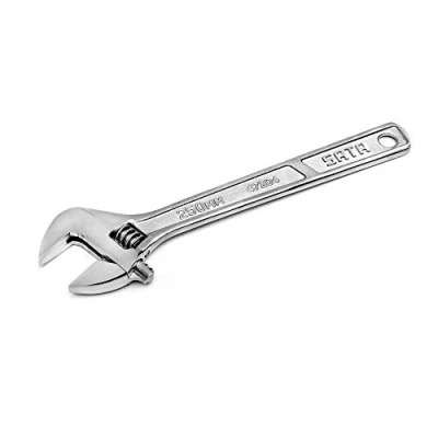 Image of SATA ST47204SC 10 Inch Adjustable Wrench/Spanner with Forged Alloy Steel Body, Wide Jaw, and Chrome Plated Finish