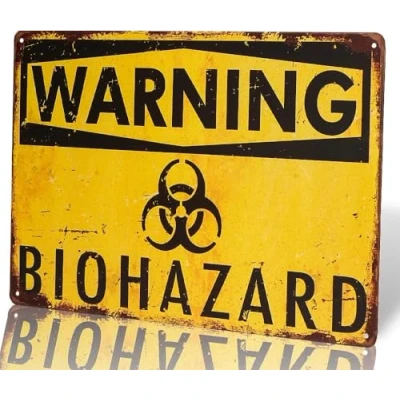 Image of Yunuo Warning Biohazard Metal Tin Sign Halloween Horror Decor Zombie Man Cave Home Craft Wall Plaques