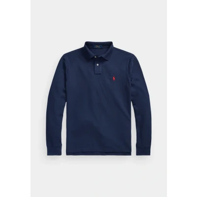 Image of POLO Ralph Lauren SLIM FIT MESH Long Sleeve Shirt sleeved top, Men&#039;s, Size: XXL, Newport navy