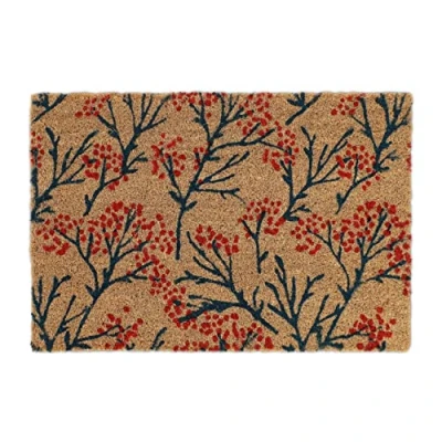 Image of Relaxdays Branch Pattern Door mat Doormat Coir Welcome, 40 x 60 cm, Inside &amp; Outside, Non Slip, Multicoloured