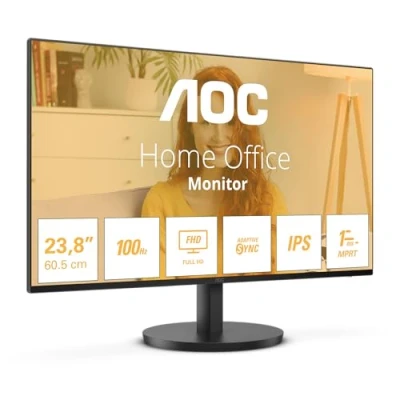 Image of AOC 24B3HA2 23.8 Full HD LED Computer Monitor Black, 1920 x 1080 Resolution, Crisp Visuals