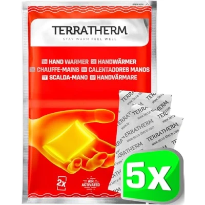 Image of TerraTherm Hand Warmers, Pocket Warmer for 12 hours of warm hands, Heat Pads activated by air, 100% natural warmth, Heater, 5 Pairs