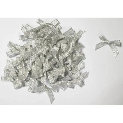 Image of Silver Satin Bow Sold in Bags of 50&#039;s