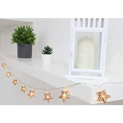 Image of Christmas Concepts® 10 Warm White LED Metal Chocolate Star Shaped Lights Everyday