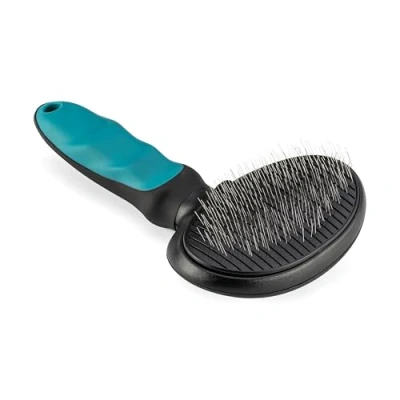 Image of Mikki Dog, Cat, Puppy Grooming Slicker Brush Easy Self Clean for Knots, Tangles Med Lrg Pet Large