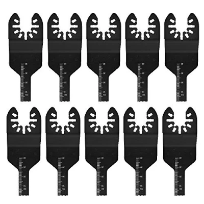 Image of 10pcs Oscillating Saw Blades, Quick Release High Carbon Steel Blades Replacement Set with 10mm(3/8in) 20mm(3/4in) Stalk,Precision Cutting Multi Tool for Metal Wood Plastic(10mm)