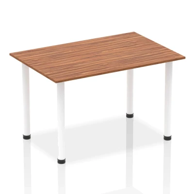 Image of Impulse 1400mm Straight Table Walnut Top White Post Leg