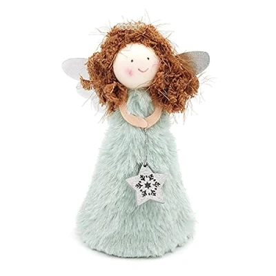 Image of xzmnxzzme The Christmas Workshop, Topper Plush Fairy Angel Treetop Figurine Ornament for Xmas Tree, Indoor Decoration, Blue