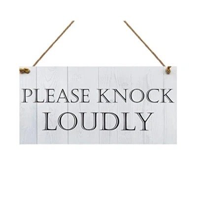 Image of RED OCEAN Please Knock Loudly Hanging Door Sign Plastic Contempary Wall Decorative Plaque