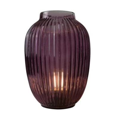 Image of Cello Lighting Classic Barrel Large Purple Battery Operated Lamp, Glass Table Lamps for Living Room and Home Decor, Decorative Cordless Home, Bedside Lamp Decor