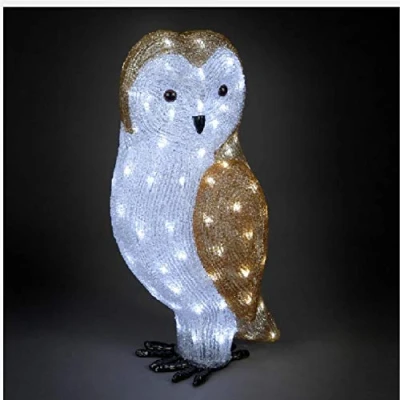 Image of Snowtime 56cm Acrylic Owl With 100 Ice White LEDs