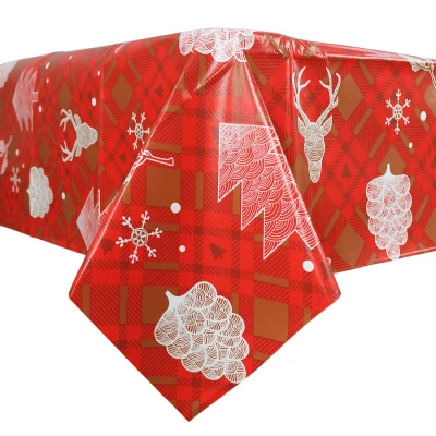 Image of Mr Crimbo Wipe Clean PVC Vinyl Christmas Tablecloth Dining Xmas Cover 140x240cm Tress &amp; Stags