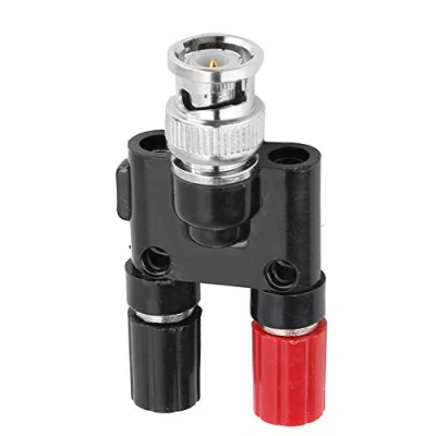 Image of Dioche BNC Male Plug to 4mm Dual Banana Jack Socket Binding Post, RF Coax Splitter Adapter Connector Terminals for HF Radio Antennas, Black &amp; Red